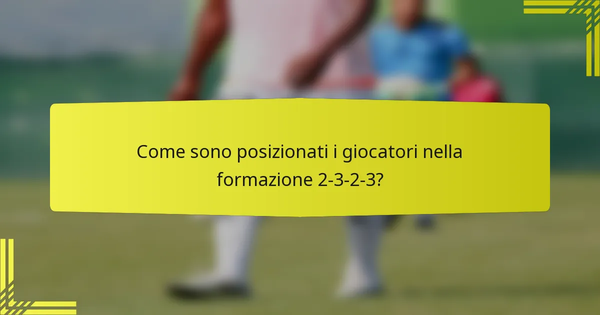 Come sono posizionati i giocatori nella formazione 2-3-2-3?