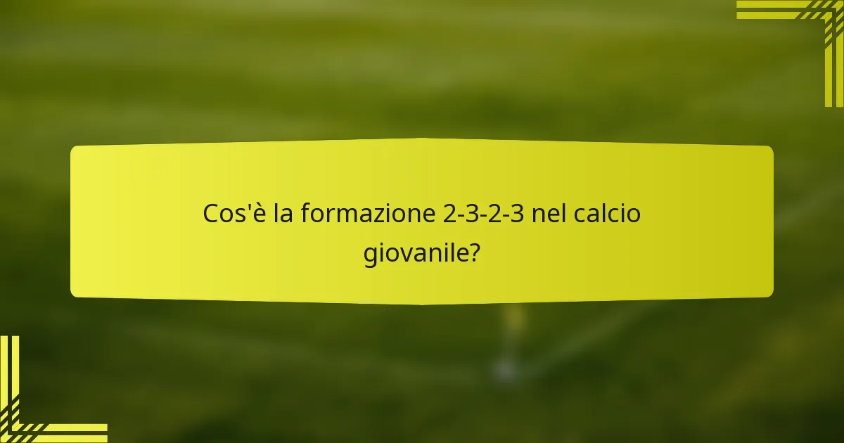 Cos'è la formazione 2-3-2-3 nel calcio giovanile?